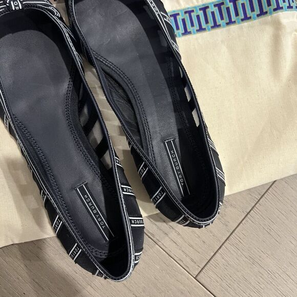 Tory Burch Penelope Mesh Flats Pointed Toe Logo Size 7.5 NEW - Picture 9 of 15